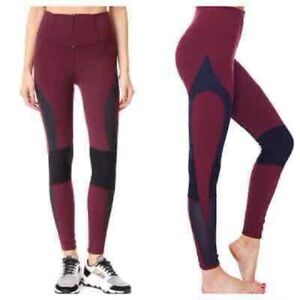Free People Women’s Cool Rider Leggings Burgundy and Black Size M
